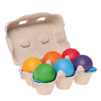 Holzkugeln Massiv 6 Stück Regenbogen