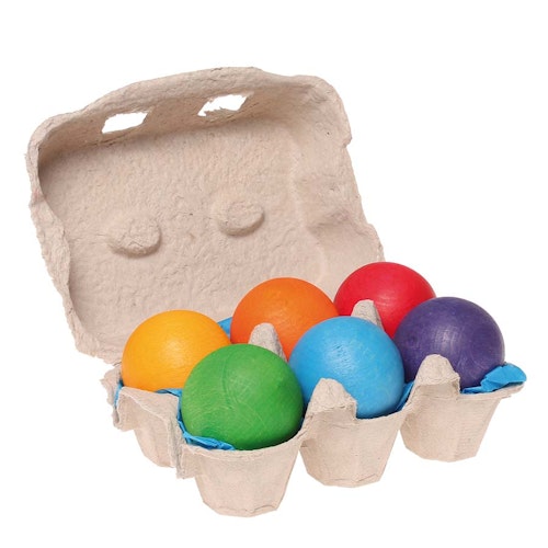 Holzkugeln Massiv 6 Stück Regenbogen