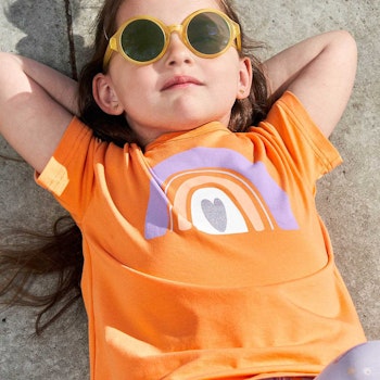 Weites T-Shirt kurzarm Print orange
