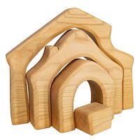Haus massiv 4-tlg, Krippe und Stall