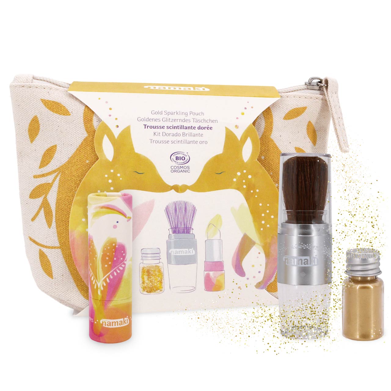 Kinder Kosmetik-Tasche mit Inhalt - Gold 17 x 12 x 6 cm