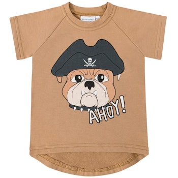 Dehnbares T-Shirt Hund karamell