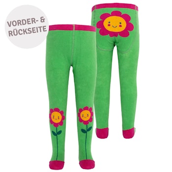 Baby Strumpfhose Blumen-Muster grün