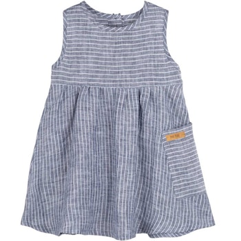 Marine, Leinen Mädchen Sommerkleid