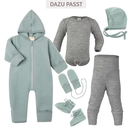 Wollfleece Overall mit Reißverschluss bergblau 50/56