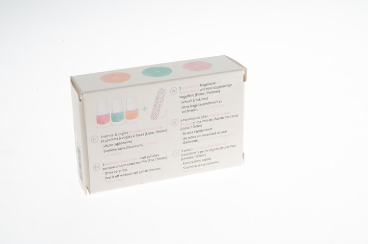 Kinder Nagellack 3-er Set – Bonbon-Rosa, See-Grün, Pfirsich