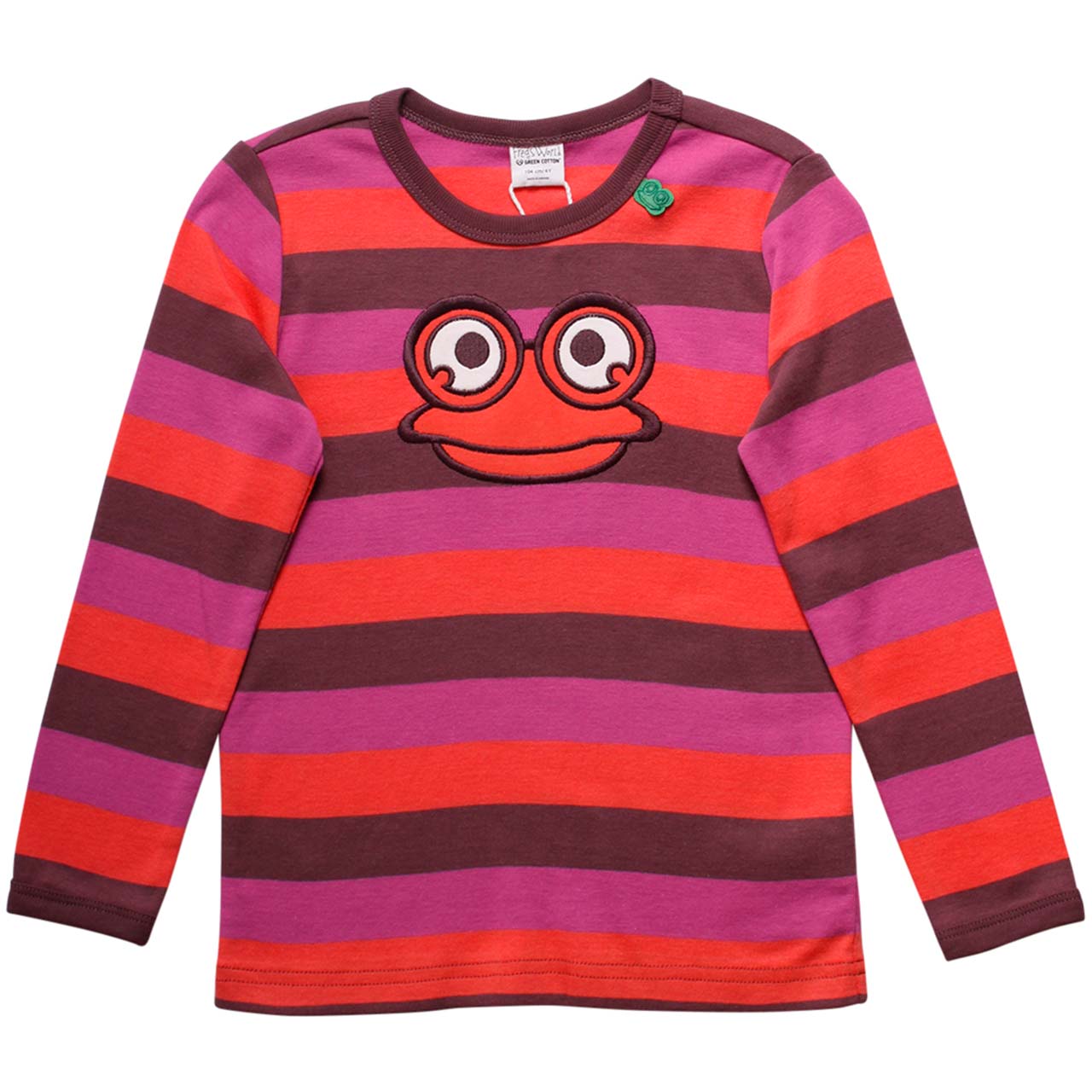 Langarmshirt Streifen Frosch Aufnäher