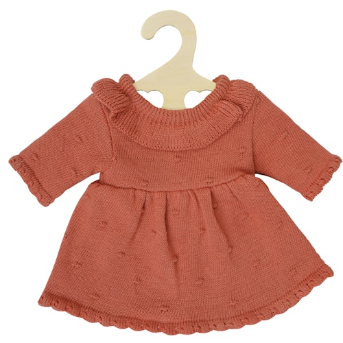 Puppen-Strickkleid 35-45cm pfirsich, Bio-Baumwolle