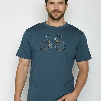 Herren T-Shirt Guide blau Fahrrad-Motiv