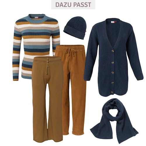 Warmer Damen Strickschal dunkelblau melange