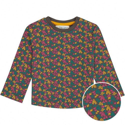 Robustes Langarmshirt Blumen Druck