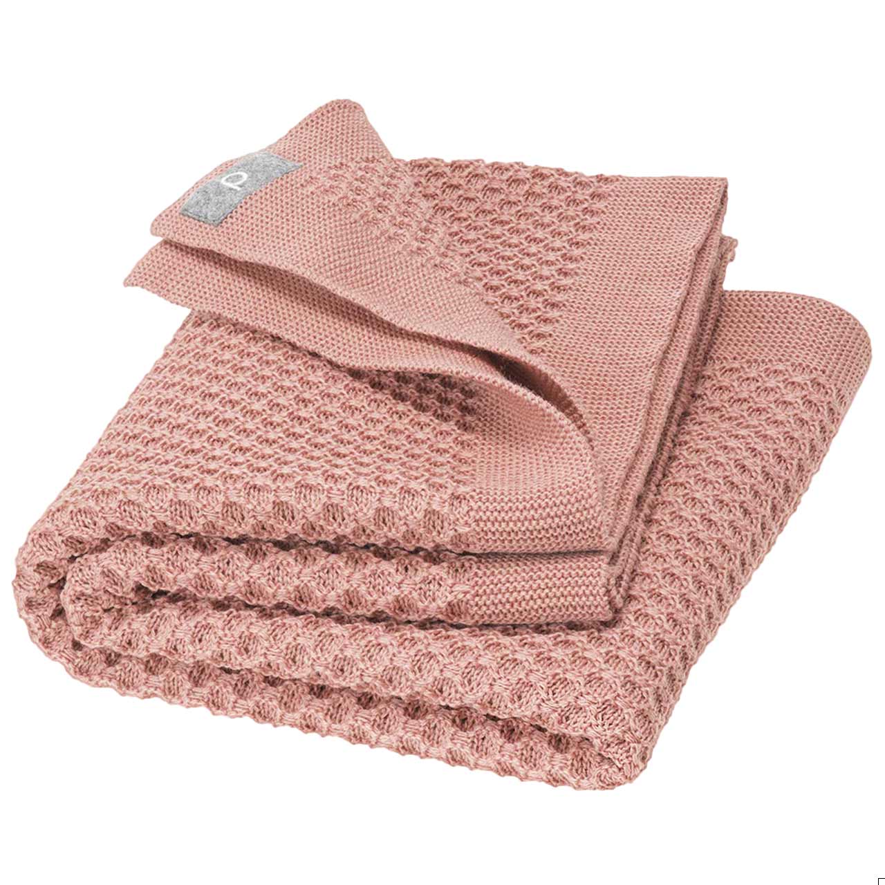 Kuschelige Waben Strickdecke Wolle 80x100 cm rosa
