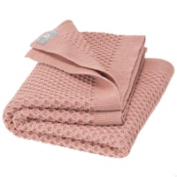 Kuschelige Waben Strickdecke Wolle 80x100 cm rosa