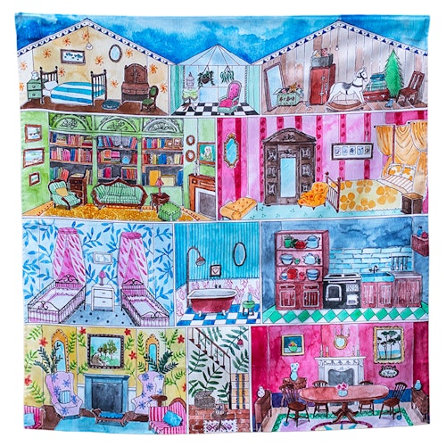 Spieltuch Bio-Baumwolle Puppenhaus 100 x 100 cm