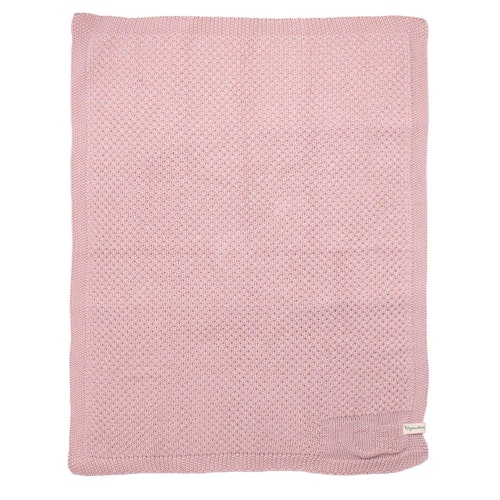 Edle Babydecke gestrickt altrosa Biobaumwolle 80 x 100 cm