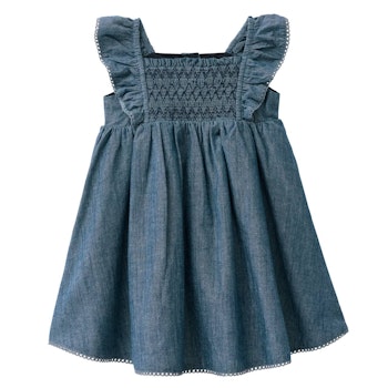 Elegantes Web-Kleid jeansblau melange