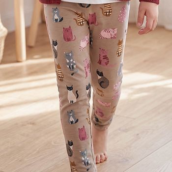 Edle Leggings Katzen beige