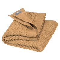 Kuschelige Waben Strickdecke Wolle 80x100 cm karamell