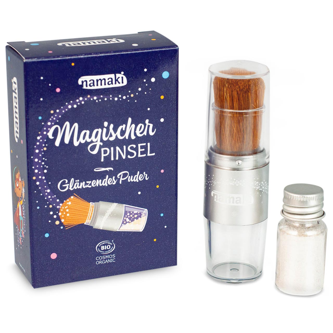 Bio Glitzerpuder „Magischer Pinsel“ – Silber