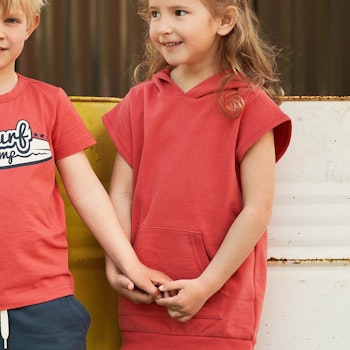 Cooles Sweatkleid Kapuze koralle