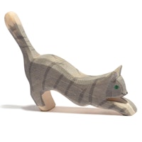 Katze springend Holzfigur 7 cm