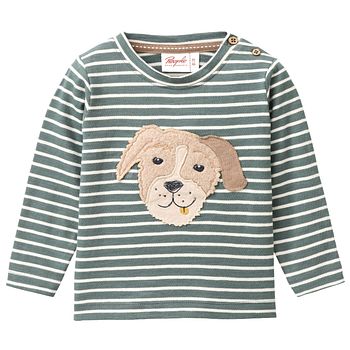 Softes Langarmshirt Hund grün gestreift