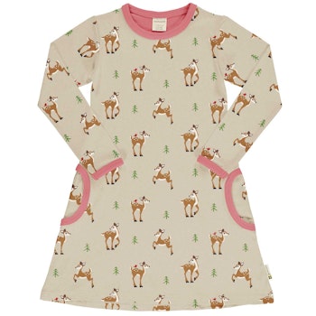 Langarmkleid mit Taschen Rehe beige