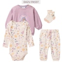 Vorschaubild Edler Rippe Langarmbody Blümchen puderrosa