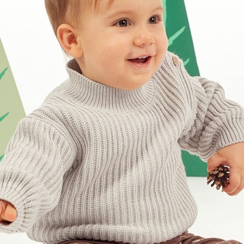 Baby Strickpullover creme-melange 100% BioBaumwolle