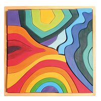 Grosser vier Elemente Baukasten 23 Teile im Holzrahmen (44,5x44,5 cm)