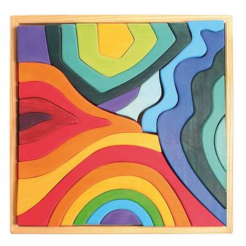 Grosser vier Elemente Baukasten 23 Teile im Holzrahmen (44,5x44,5 cm)