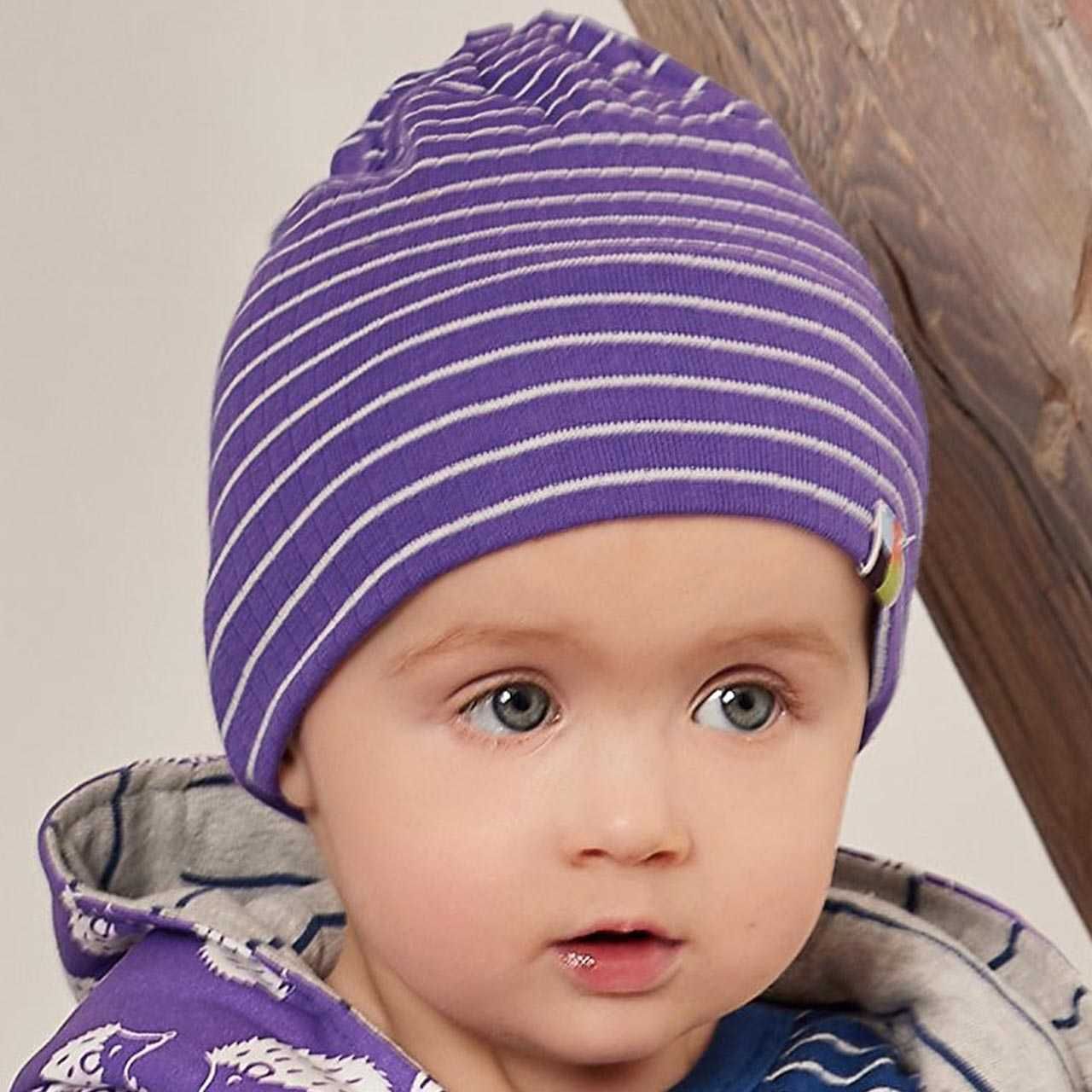 Loud + Proud Kinder Beanie-Mütze – Gestreift, Mit Leinen, GOTS Zertifiziert – Bio-Baumwolle, Nachhaltig Produziert