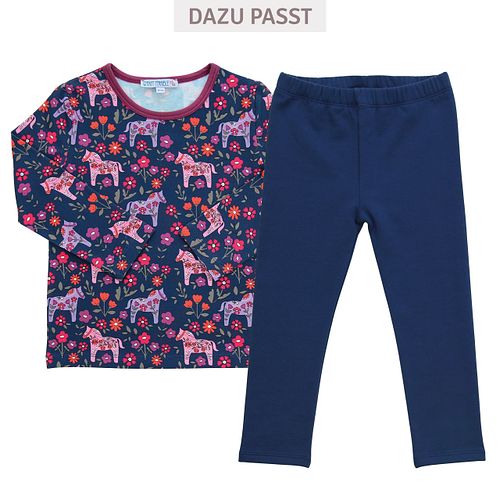 Langarmshirt Pferde blau