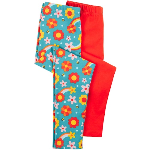 Leggings Doppelpack Blumen uni