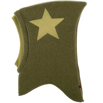Woll Schlupfmütze Stern-Aufnäher blau