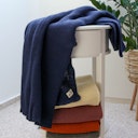 Vorschaubild Babydecke Merinowolle gestrickt marine