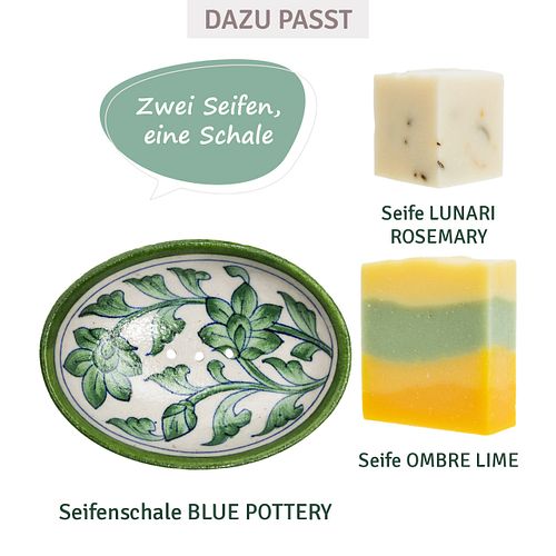 Seifenschale BLUE POTTERY Design POR556 oval aus Keramik