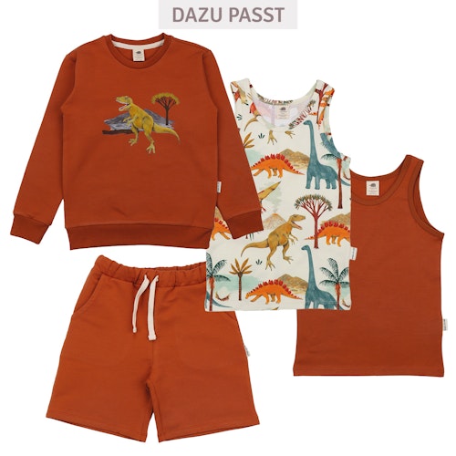 Baumwoll Unterhemden im Doppelpack braun Dinos