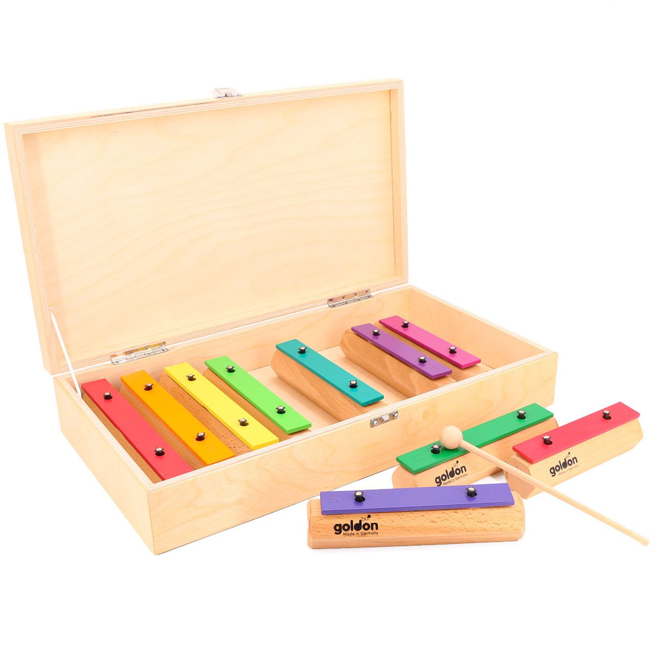 Klangbausteine aus Buche, 10er Satz in Holzbox ab 3 Jahre