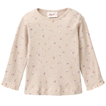 Edles Ripp Langarmshirt Blümchen