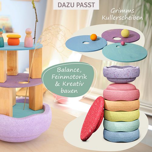  Stapelstein® Winter Special Rainbow Set pastel + Balanceboard