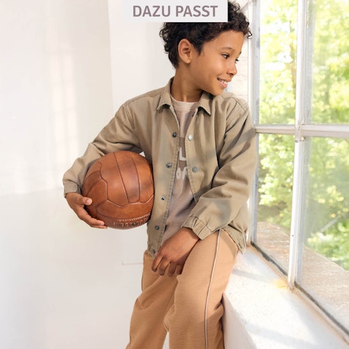 Gefütterte Twill-Jacke taupe