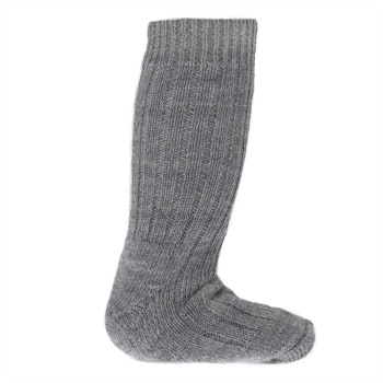 Lange Halbplüsch Wollsocken für Gummistiefel grau