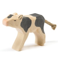 Kalb schwarz Holzfigur trinkend 6,5 cm hoch