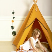 Kinder Tipi Bio Baumwolle 135 x 135 x 150 cm gelb