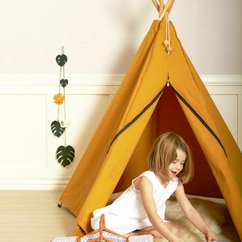 Kinder Tipi Bio Baumwolle 135 x 135 x 150 cm gelb