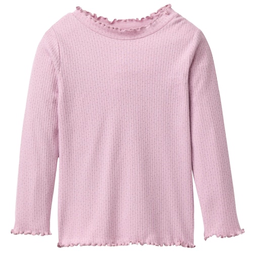 Geripptes Langarmshirt Stehkragen