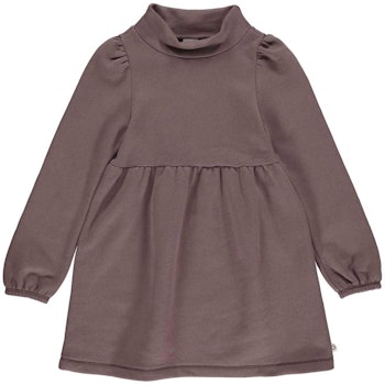 Edles Sweatkleid Puffärmel uni dunkellila