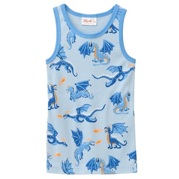 Kinder Rippe Unterhemd Drachen hellblau