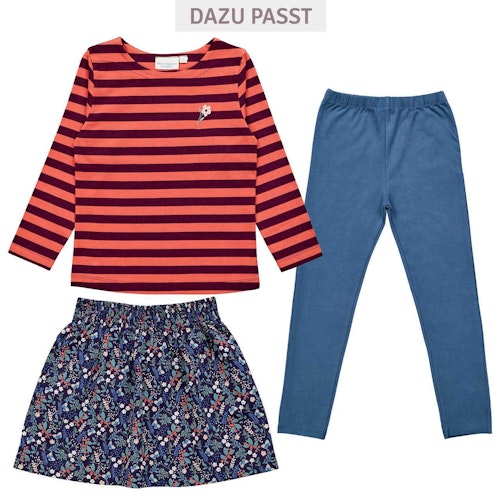 3/4 Shirt Blumen-Aufnäher gestreift